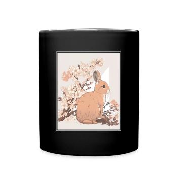 Hase Kaninchen Kirschblüte Japan Japanisch - Tasse einfarbig - Schwarz - Vorne
