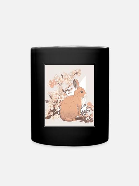 Hase Kaninchen Kirschblüte Japan Japanisch - Tasse einfarbig - Schwarz
