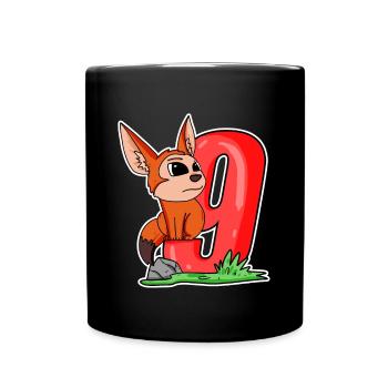 8 Jahre alt - 8. Geburtstag mit Tier Motiv - Fuchs - Tasse einfarbig - Schwarz - Vorne