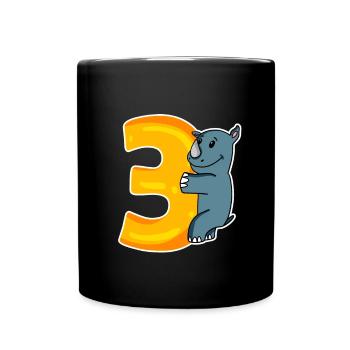3 Jahre alt - 3. Geburtstag mit Tier Motiv - Tasse einfarbig - Schwarz - Vorne