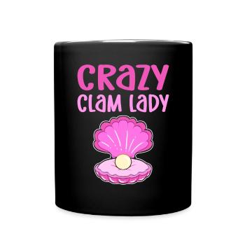 Crazy shell lady. Shellfish collecting flotsam - Full Colour Mug - black - Front
