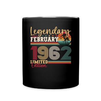 Born 1962 February 61st birthday Gift man - Full Colour Mug - black - Front