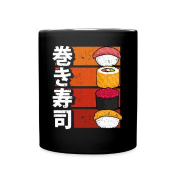 Sushi Ästhetischer Stil Retro - Tasse einfarbig - Schwarz - Vorne
