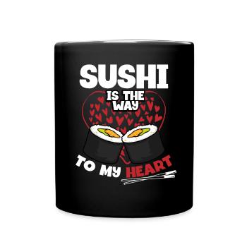 Sushi love On Valentine's Day - Full Colour Mug - black - Front