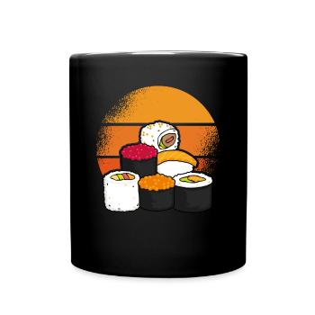 Sushi Aesthetic Retro Sun - Full Colour Mug - black - Front