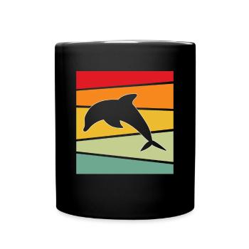 Delfin Retro - Tasse einfarbig - Schwarz - Vorne
