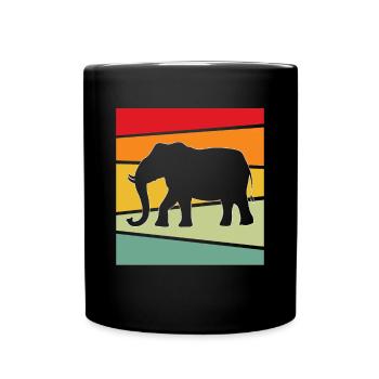 Elefant Retro - Tasse einfarbig - Schwarz - Vorne