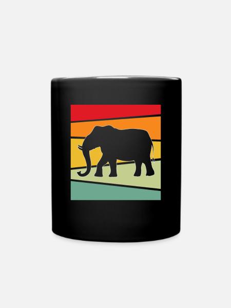 Elefant Retro - Tasse einfarbig - Schwarz
