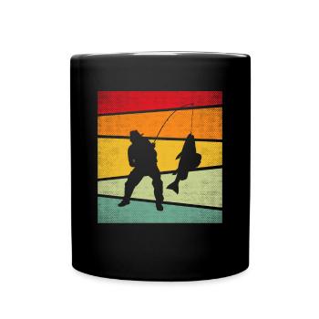 Angeln Retro - Tasse einfarbig - Schwarz - Vorne