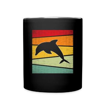 Delfin Retro - Tasse einfarbig - Schwarz - Vorne