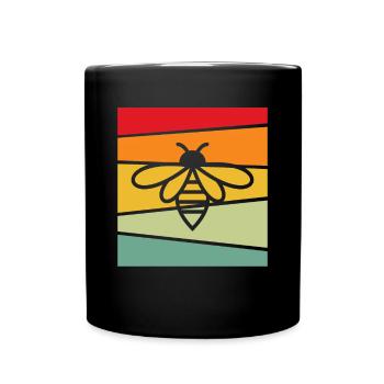 Biene Retro - Tasse einfarbig - Schwarz - Vorne