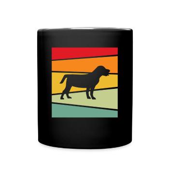 Hund Retro - Tasse einfarbig - Schwarz - Vorne