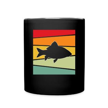 Fisch Retro - Tasse einfarbig - Schwarz - Vorne