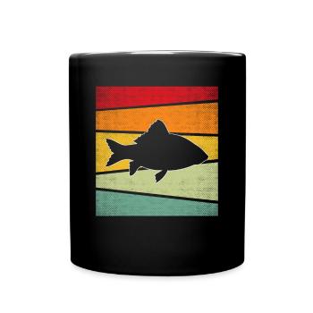 Fisch Retro - Tasse einfarbig - Schwarz - Vorne
