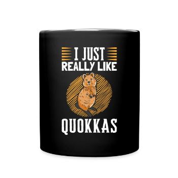 Ich mag Quokka australisches Beuteltier - Tasse einfarbig - Schwarz - Vorne