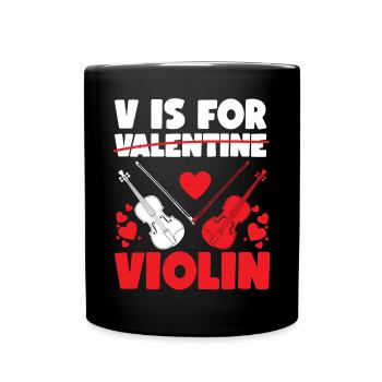 Violin Violinist Valentines Day V - Tasse einfarbig - Schwarz - Vorne