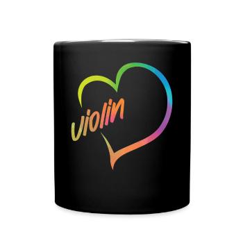 Violin Violinist Heart Watercolor - Tasse einfarbig - Schwarz - Vorne