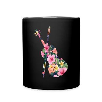 Violin Violinist Tropical Flower - Full Colour Mug - black - Front