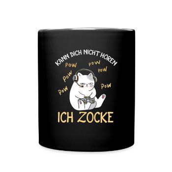 Kann Dich Nicht Hören Ich Zocke Gamer Katze - Tasse einfarbig - Schwarz - Vorne