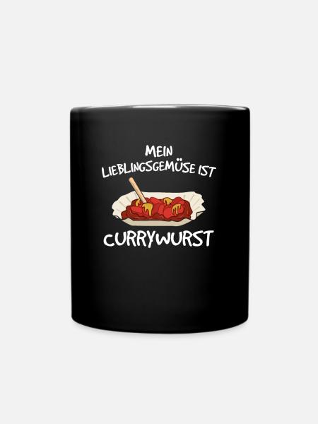 Mein Lieblingsgemüse ist Currywurst Ruhpott - Tasse einfarbig - Schwarz