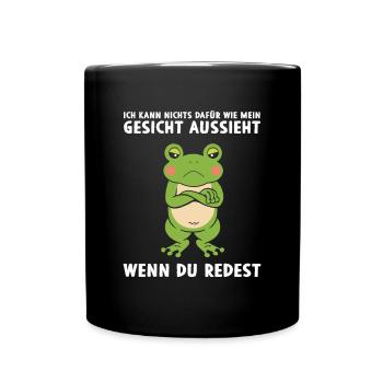 Kann nichts dafür wie mein Gesicht aussieht - Tasse einfarbig - Schwarz - Vorne