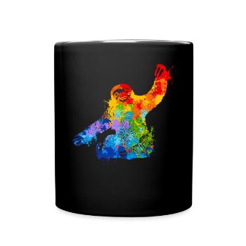 Faultier Splash Art Tierliebhaber - Tasse einfarbig - Schwarz - Vorne