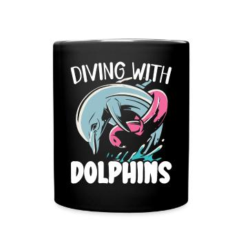 Plongée avec les dauphins Biologie marine Animal - Mug uni - noir - Devant