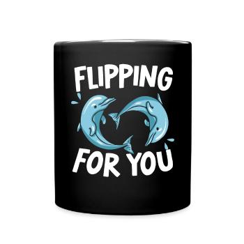Flipping für Sie Delfin Meeresbiologie Tier - Tasse einfarbig - Schwarz - Vorne