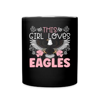 Dieses Mädchen liebt Adler Tier Ornithologie Adler - Tasse einfarbig - Schwarz - Vorne
