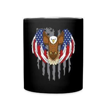 Adler Vogelliebhaber Tier Ornithologie USA Flagge - Tasse einfarbig - Schwarz - Vorne