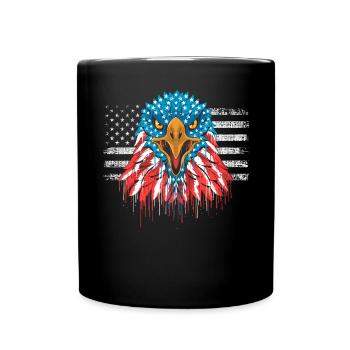 Adler Vogelliebhaber Tier Ornithologie USA Flagge - Tasse einfarbig - Schwarz - Vorne