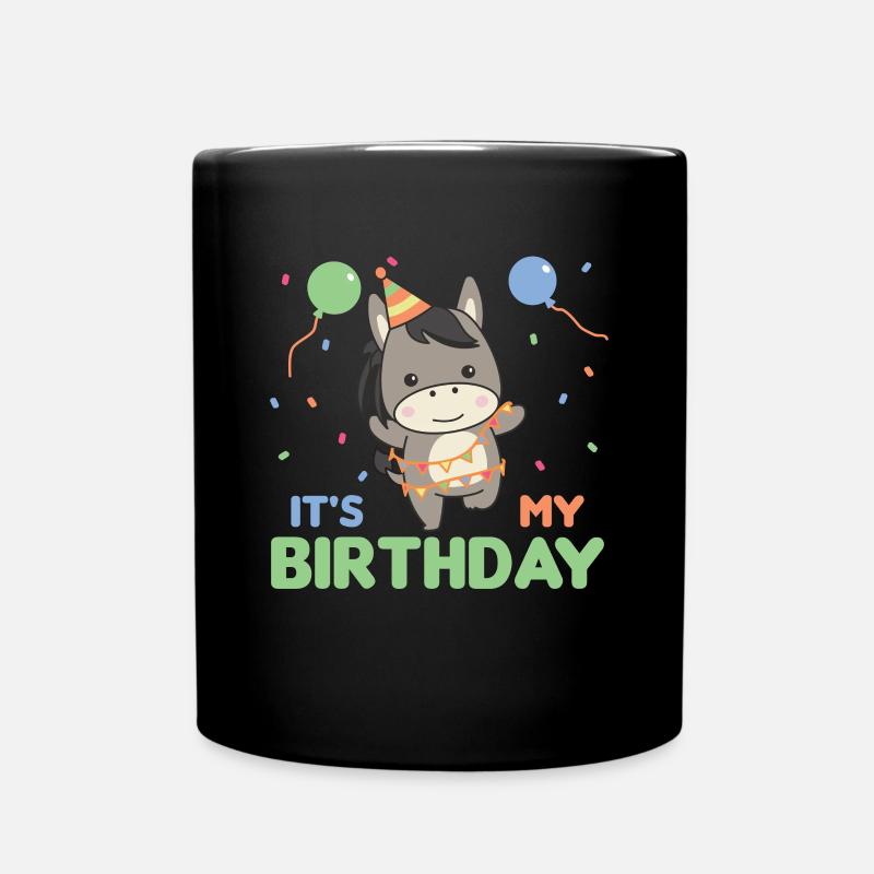 Des ânes pour l’anniversaire des enfants c’est mon anniversaire - Mug uni - noir