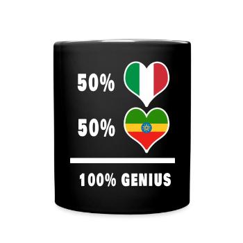 Ethiopia and Italy flags 100% genius - Full Colour Mug - black - Front