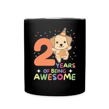 Labrador pour les enfants de 2e anniversaire de deux ans - Mug uni - noir - Devant