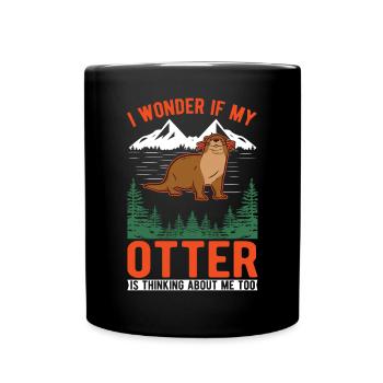 Otter Geschenk Fischotter Seeotter - Tasse einfarbig - Schwarz - Vorne