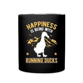 Happiness is being with Running Ducks Laufente - Full Colour Mug - black - Front