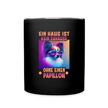 Hunde Spruch Papillon Design für Hundeliebhaber - Tasse einfarbig - Schwarz - Vorne