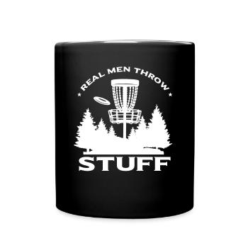 Lustiger Discgolfspieler Frisbee - Tasse einfarbig - Schwarz - Vorne