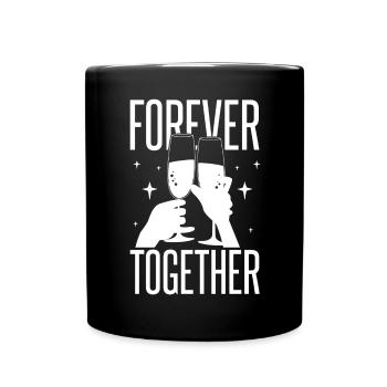Zwillings Geschwister Party mit Sektglas - Tasse einfarbig - Schwarz - Vorne