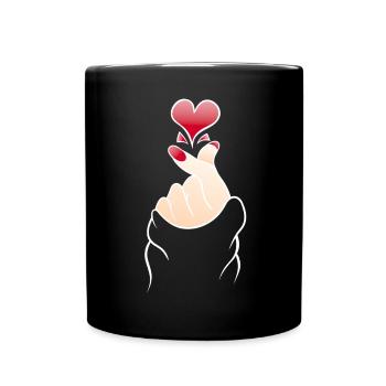 Finger Herz schnipsen K Pop - Tasse einfarbig - Schwarz - Vorne