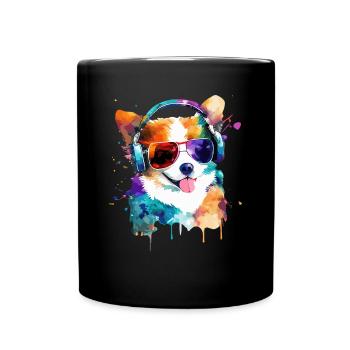 Süsser kleiner Gamer Hund Für Hundeliebhaber Bunt - Tasse einfarbig - Schwarz - Vorne