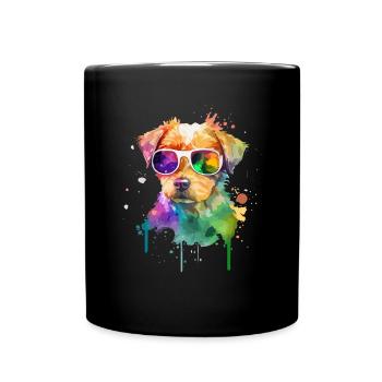 Süsser kleiner Gamer Hund Für Hundeliebhaber Bunt - Tasse einfarbig - Schwarz - Vorne