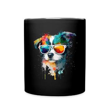 Süsser kleiner Gamer Hund Für Hundeliebhaber Bunt - Tasse einfarbig - Schwarz - Vorne