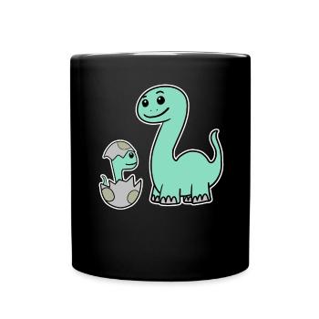 Dinosaur with baby dinosaur - Full Colour Mug - black - Front