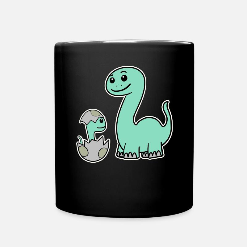 Dinosaure avec bébé dinosaure - Mug uni - noir