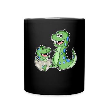 Dinosaur with baby dinosaur - Full Colour Mug - black - Front
