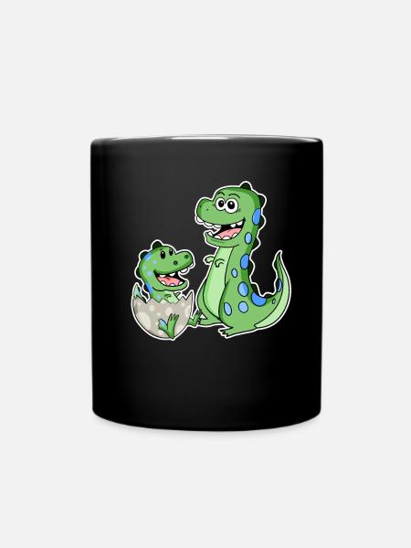 Dinosaure avec bébé dinosaure - Mug uni - noir