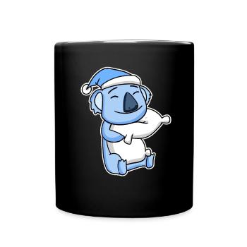 Koala with pillow and sleeping cap - Full Colour Mug - black - Front