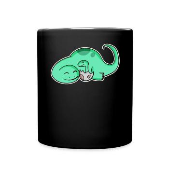 Dinosaur with baby dinosaur - Full Colour Mug - black - Front