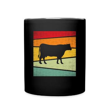 Kuh Retro - Tasse einfarbig - Schwarz - Vorne